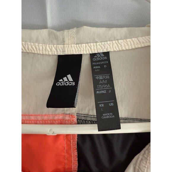 Adidas WND Wind Motion Hooded Sports‎ Jacket Primegreen L Cream Orange Black - Picture 3 of 10